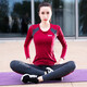 Sporn yoga clothing long-sleeved women's autumn and winter tops large size high-end and beautiful Pilates fitness clothing sports suit training clothes maroon single top L (100-120Jin Jin equals 0.5 kg)