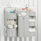 Crib Storage Hanging Bag Crib Storage Bag Hanging Bag Bedside Diaper Storage Newborn Bedside Storage Bag Light Gray (Upgraded to Larger - Adjustable Hook)
