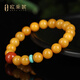 OUCERNY beeswax bracelet natural amber raw stone full of honey chicken oil yellow old beeswax round beads Nanhong Duobao DIY bracelet