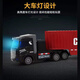 Children's remote control wireless alloy container transport truck large truck four-way charging battery black American style front + black container
