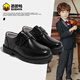Barba Duck Children's Leather Shoes Boys Black British Style Performance Shoes Campus Soft Sole Shoes XD-BG35823 Black Size 38