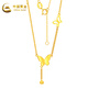 China Gold (CHINA GOLD) K golden necklace butterfly tassel set clavicle chain for mother, wife, birthday gift, Valentine's Day gift, about 1.2g