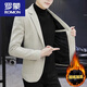 ROMON autumn and winter woolen suit men's jacket plus velvet thick single Western Korean version slim fit top trend gray 1988 suit plus velvet XL