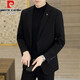 Pierre Cardin high-end casual woolen suit jacket men's autumn and winter new business slim single suit men's woolen suit Khaki XL /180
