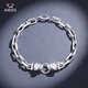 Aido Diamond pt950 platinum bracelet for men, elegant platinum double leopard head bracelet, cross chain body, domineering bracelet (customized) 16-18 grams, length 17-23cm