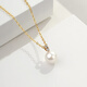 Tahitian 18K gold diamond akoya pearl pendant 7.5-8mm perfect round mirror luster seawater pearl necklace gift for women