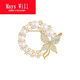 Mays Will brooch pearl butterfly high-end rhinestone women anti-exposure petals pearl gold-brooch