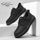 Sachi Men's Shoes Business Casual Shoes Spring and Autumn Trendy Shoes Versatile Casual Shoes Soft Sole British Style Low-top Men's Shoes Black Leather Shoe Size 40