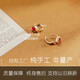 DL 199818k gold love earrings natural garnet earrings for women K gold ear bone rings ruby earrings love ruby earrings