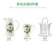 Household water cup set bone china cup set European emerald water set light luxury tea cup living room drinking cup camellia water set 8 pieces (6 cups 1 pot 1 shelf)