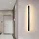 FENGLANQ light luxury minimalist one-word long wall lamp living room grille line TV background wall lamp simple bedroom bedside lamp black acrylic 60cm warm light