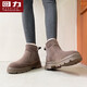 Pull back women's shoes snow boots women's winter velvet thickened warm cotton shoes camel 38