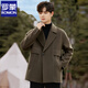 ROMON double-sided wool coat men's autumn and winter thickened woolen windbreaker short high-end suit woolen coat men's card green XL 165-185Jin Jin equals 0.5 kg