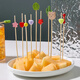 Millennium Lianmu disposable fruit skewers, artistic flower skewers, bamboo skewers, creative candied haws skewers, burger skewers, snack decoration skewers, five-color rabbit skewers 13cm (100 pieces)
