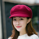 TBRZ light luxury brand women's autumn and winter woolen beret octagonal hat top hat British temperament fashion versatile duck tongue orange red to orange adjustable (54-59cm)