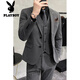 Playboy light mature style casual large size suit suit for men, Korean style slim fit two-button three-piece suit for commuting business small suit trendy light gray suit + trousers 3XL 152-162Jin Jin equals 0.5 kg