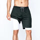 Correr pantalones cortos de maratón dos en uno puede poner teléfonos móviles con deportes de dos capas forradas de baloncesto falso de dos piezas 9904# verde M XL (180C130-145Jin [Jin equivale a 0.5 kg])
