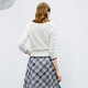 Simple V-neck long-sleeved sweater for women in 2023 autumn clothing new lady's temperament slim commuting versatile top White 1 L/40