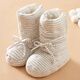 Mianguduo newborn handmade pure cotton shoes baby thickened warm foot protectors baby soft bottom 0-12 months cotton shoes gray stripes 6-12 months (inside length 13.5cm)