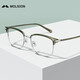 MOLSION陌森眼镜眉架肖战同款男女眼镜框配度数防蓝光MJ6180 B80银色|橄榄绿 框+优可视防蓝光1.60片(600度内)