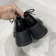 Nine-inch sunshine black thick-soled small leather shoes for women spring heightening thick-soled Mary Jane shoes platform round toe high-heeled loafers jk bright black small leather shoes (6.5cm) 37