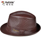 Woodpecker new hat men's spring and autumn style jazz hat for middle-aged and elderly British retro gentleman hat first layer cowhide top hat casual brown XL (57-58cm)