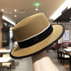 Woodpecker brand Korean flat-top small-brimmed straw hat for women summer sun protection straw hat Internet celebrity summer fashion British hat Khaki M short-brimmed flat-top straw M (56-58cm)