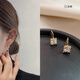Muyan earrings for women 2024 Internet celebrity trend exquisite small earrings simple temperament birthday gift light luxury earrings black square earrings