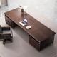 Kong Qiu Mingge black gold solid wood office desk boss table new Chinese style high-end atmospheric boss table chairman and president office executive desk 2.4 meters boss table