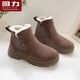 Pull back women's shoes snow boots women's winter velvet thickened warm cotton shoes camel 38