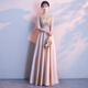Li Baixin high-end evening dress women's new noble banquet temperament dress long host chorus performance clothing champagne color XXXL