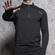 Lutielang Long Sleeve T-Shirt Cycling Suit Men's Running Sports Fitness Training Stand Collar Half-Zip Coach Quick-Drying Clothing Black L