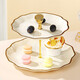 Haofanjie Dessert Rack Multi-layer Fruit Plate Rack European-style Fruit Plate Cupcakes Three-tier Dessert Tray Rack Pastry Tea Break Display Lotus Style丨Three Tiers Phnom Penh*Milk White