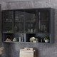 Yuzhan wall cabinet kitchen bathroom storage cabinet wall cabinet wall-mounted balcony storage cabinet bedroom wall closet white length 60 depth 30 height 80 two doors black edge + gray glass assembly