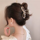 Wanyao Elegant Little Fragrance Camellia Beads Clip Large Size Hair Clip for Women with Large Hair Volume High-end Hair Shark Clip on the Back of the Head 8-Character Camellia Clip 9cm