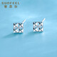 Safir platinum earrings for women PT950 sparkling car flower small sugar cube earrings for girlfriend, one pair, about 0.9 grams