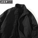 JEEP SPIRIT chaqueta bomber corta americana con cuello alto de invierno chaqueta gruesa de terciopelo acolchado de algodón top para hombre negro L (130-140)