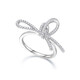HEFANG Hefang Jewelry Ribbon Bow Ring Women's Tail Ring Light Luxury High-end Birthday Gift for Girlfriend Silver 18#