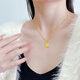 Fat Donglai's same 18K gold sugar cube pendant, new 24K gold chocolate small necklace for women, rich small gold brick necklace