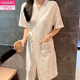 
Victorian style (VEDORYGEDIAO) nightgown for women summer pure cotton short-sleeved bathrobe Japanese thin Yugui dog pajamas Japanese mid-length 653 L