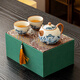 Tangfeng Ru Kiln Kung Fu Tea Set household high-end one pot and two cups personal ceramic teapot teacup gift box Ru Kiln Lotus Xishi Pot + 2 cups + gift box