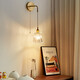 Wall lamp with switch American Nordic retro bedroom bedside lamp Japanese background wall with pull switch B&B Wabi A long line wall lamp + pull switch