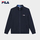 FILA official men's knitted casual zipper jacket autumn and winter stand collar business men's commuter jacket Legend Blue-NV L 175/96A