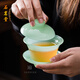 Shimingtang Glazed Kung Fu Tea Set High-end Ice Jade Porcelain Teapot Teacup Sancai Covered Bowl Home Light Luxury Gift Box Pack Pomelo Jade Clear Green-10 Piece Set Gift Box Pack