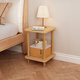 Boundary line bedside table storage bedroom small simple small table mini bedside cabinet storage rack storage bedside table side table double layer pastoral oak color 40*40cm