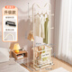 Jungle clothes rack floor-standing bedroom removable dirty clothes basket Internet celebrity clothes hanger cream style corner simple indoor coat rack Cat ear A style coat rack + dirty clothes basket - cream white