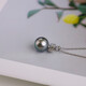 Guran Zhenyu 18K gold perfect round Tahitian black pearl pendant 10.7mm seawater pearl necklace pendant