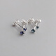 Guanpu Pavilion Fat Donglai quality tanzanite earrings natural 3mm sapphire London blue topaz mini silver gift for girlfriend's birthday Tanzanite blue 3mm | silver pair