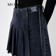 MO&Co. Functional style buckle high waist denim asymmetrical American retro culottes pants Moanke denim black S 26