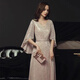 Noliti high-end evening dress banquet fashion new style noble golden light luxury high-end niche performance host female champagne color long XL